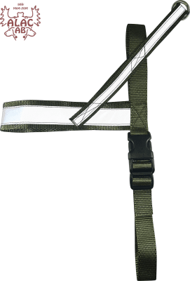 Zoom bild av Spårsele alac grön påsydd reflex