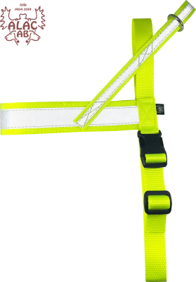 Zoom bild av Spårsele alac gul påsydd reflex