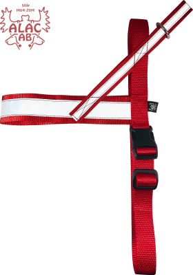 Zoom bild av Spårsele alac röd påsydd reflex