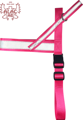 Zoom bild av Spårsele alac rosa påsydd reflex