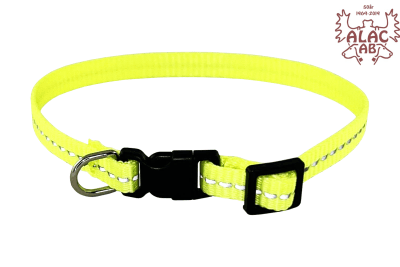 Zoom bild av Valphalsband med reflex gul